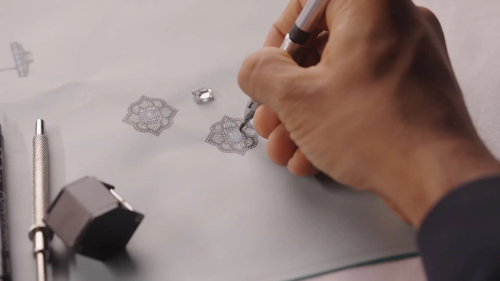 Jewelry crafting process - center view